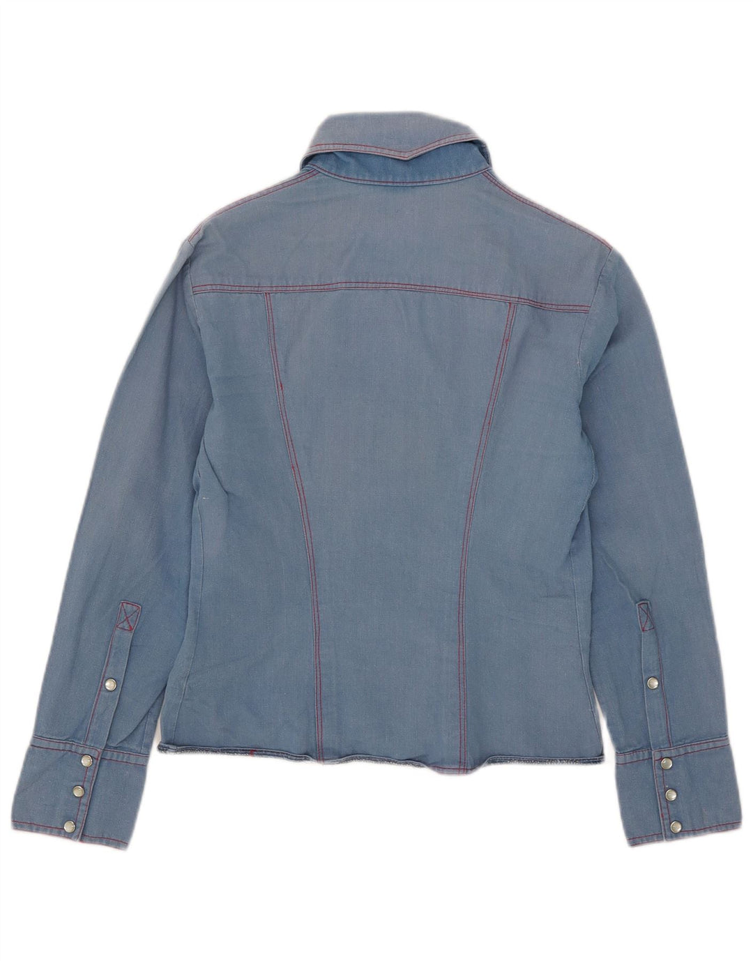 chemise en denim femme vintage UK 10 Petit Bleu