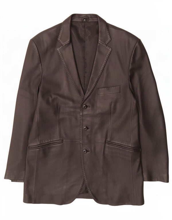 Ben Sherman Veste blazer en cuir à 3 boutons pour homme UK 40 Large Noir