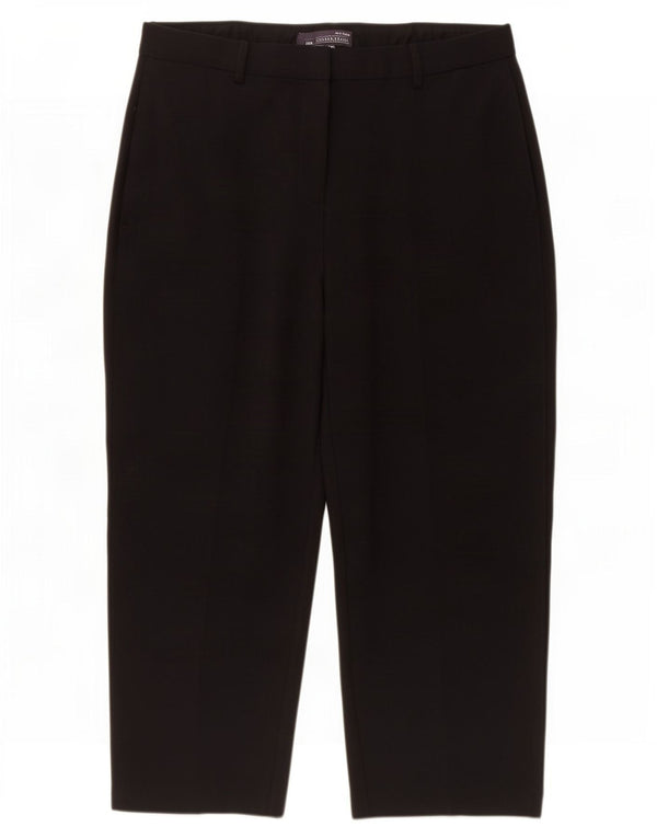 Marks & Spencer Pantalon capri taille haute pour femme UK 14 Large W32 L23 Noir
