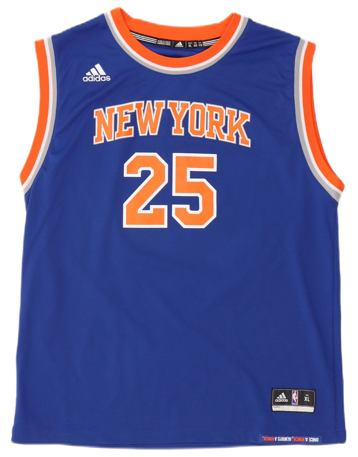 ADIDAS Débardeur Graphique New York Knicks Homme XL Bleu Polyester