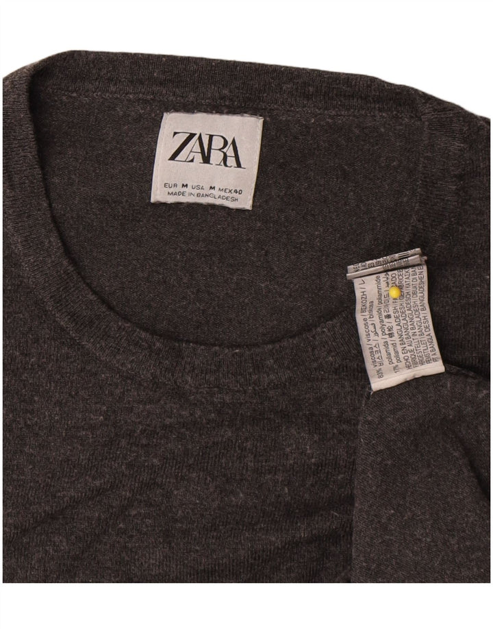 Zara Pull ras du cou pour femme UK 14 Viscose mouchetée gris moyen
