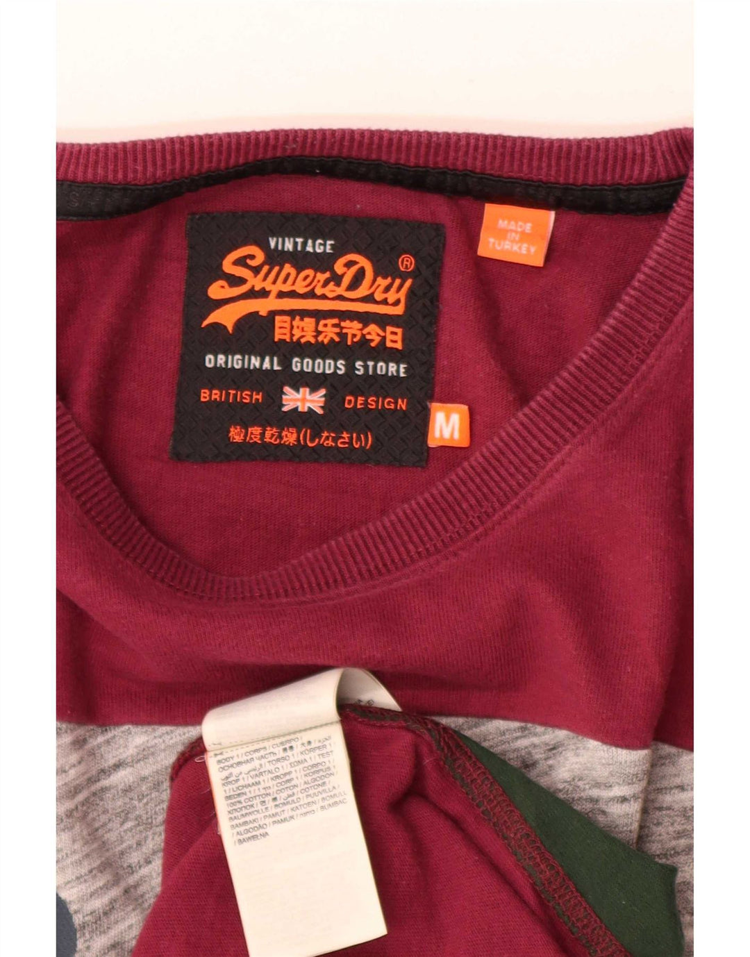 Superdry Haut Graphique à Manches Longues en Coton Colorblock Rouge Moyen Homme