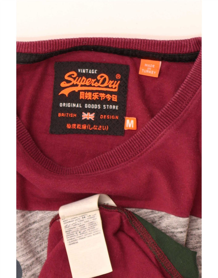 Superdry Haut Graphique à Manches Longues en Coton Colorblock Rouge Moyen Homme