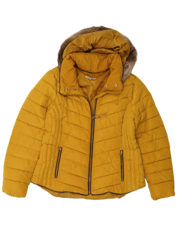 Joules Veste matelassée à capuche pour femme UK 18 XL Jaune Polyester