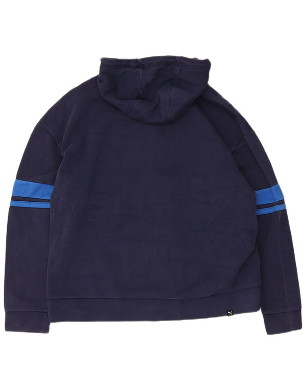 Puma Pull à capuche zippé graphique pour homme 2XL en coton color block bleu marine
