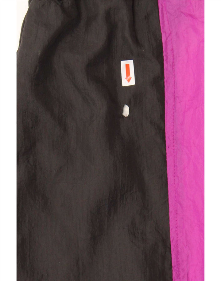 vintage Mens Survêtement Top Veste Grand Noir Colourblock Nylon