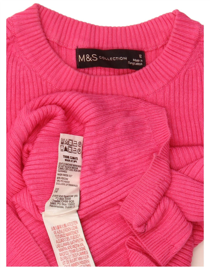 Marks & Spencer Pull à col rond pour femme UK 12 Viscose rose moyen