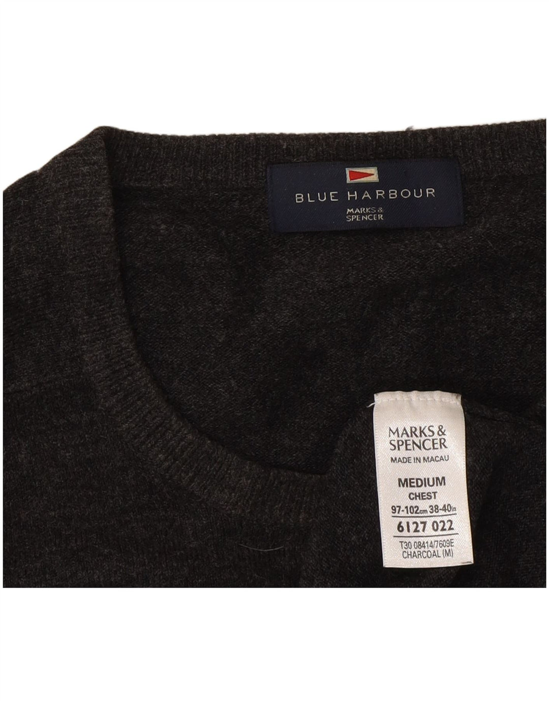 Marks & Spencer Pull Col Ras du Cou Homme Gris Moyen Acrylique