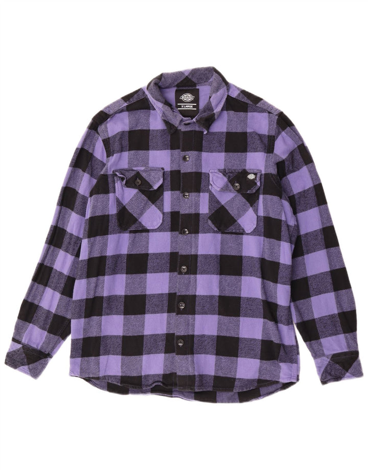 Dickies Chemise en flanelle XL pour homme en coton à carreaux violet