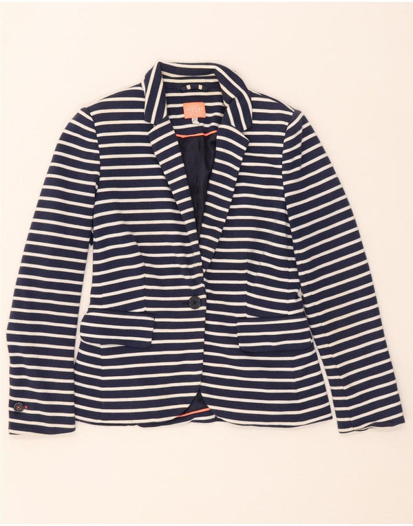 Joules Veste Blazer 1 Bouton Femme UK 6 XS Bleu Marine Rayé Polyester