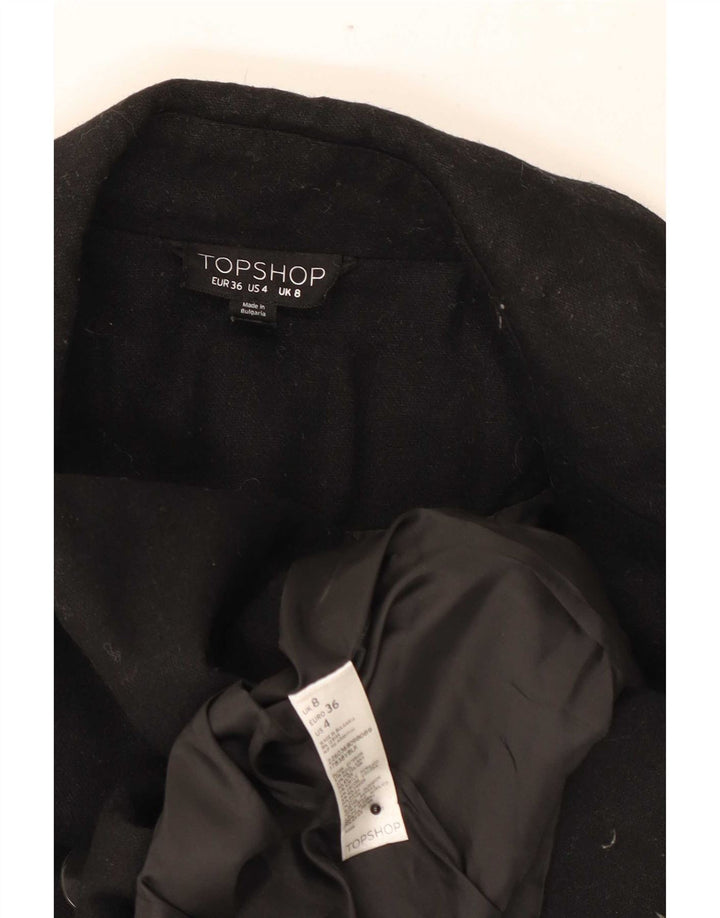 Topshop Veste Blazer Double Boutonnage Femme UK 8 Petite Laine Noire