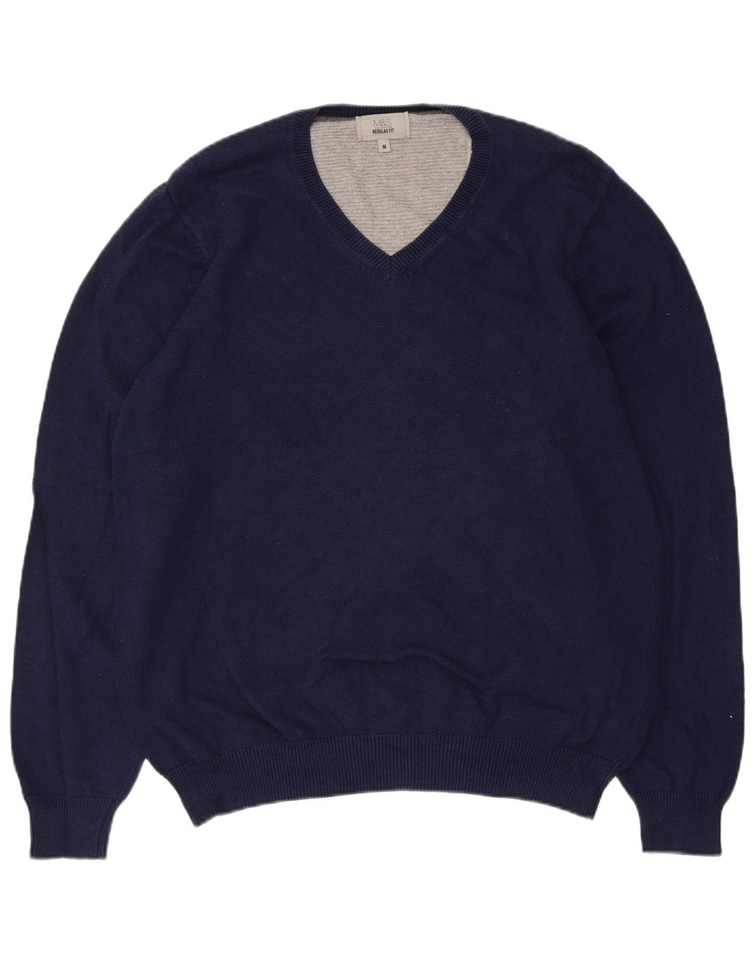Marks & Spencer Pull Regular Fit Col V Homme Bleu Marine Moyen