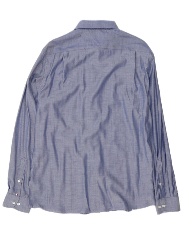 Tommy Hilfiger Chemise homme Taille 16 1/2 Grand coton à chevrons bleu