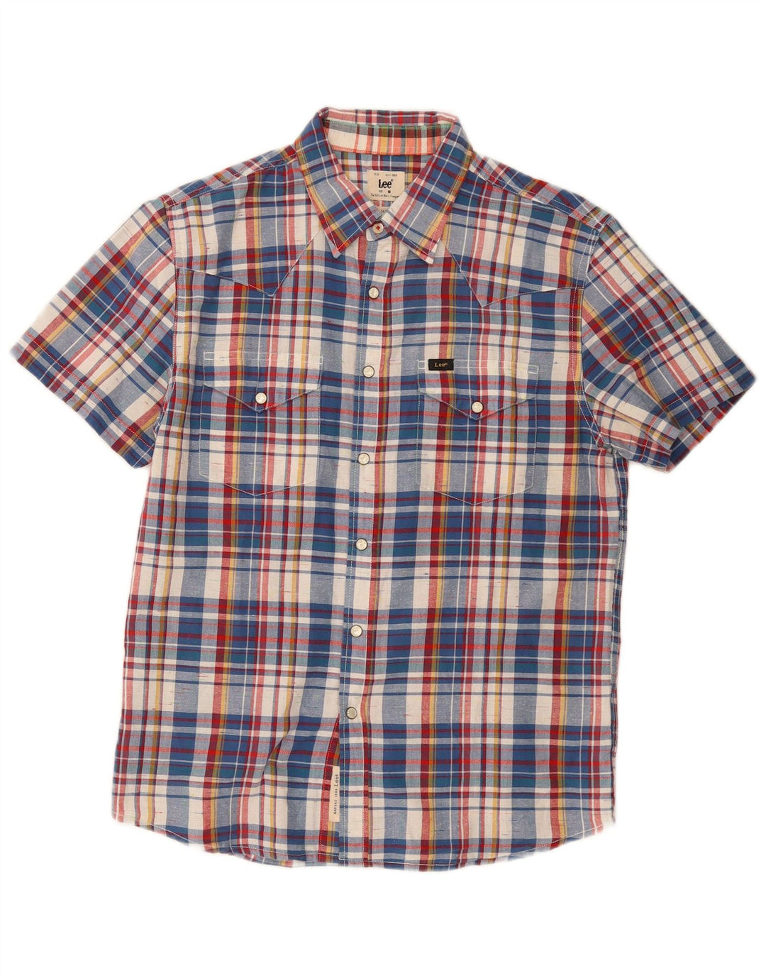 Lee Chemise Slim à Manches Courtes Homme en Coton à Carreaux Multicolore Moyen