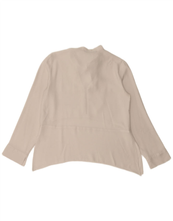 ZARA Womens Long Sleeve Front Tie Blouse Top UK 14 Medium White