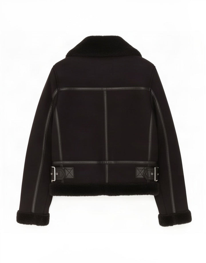 Zara Veste Sherpa Femme UK 6 XS Noir Polyester