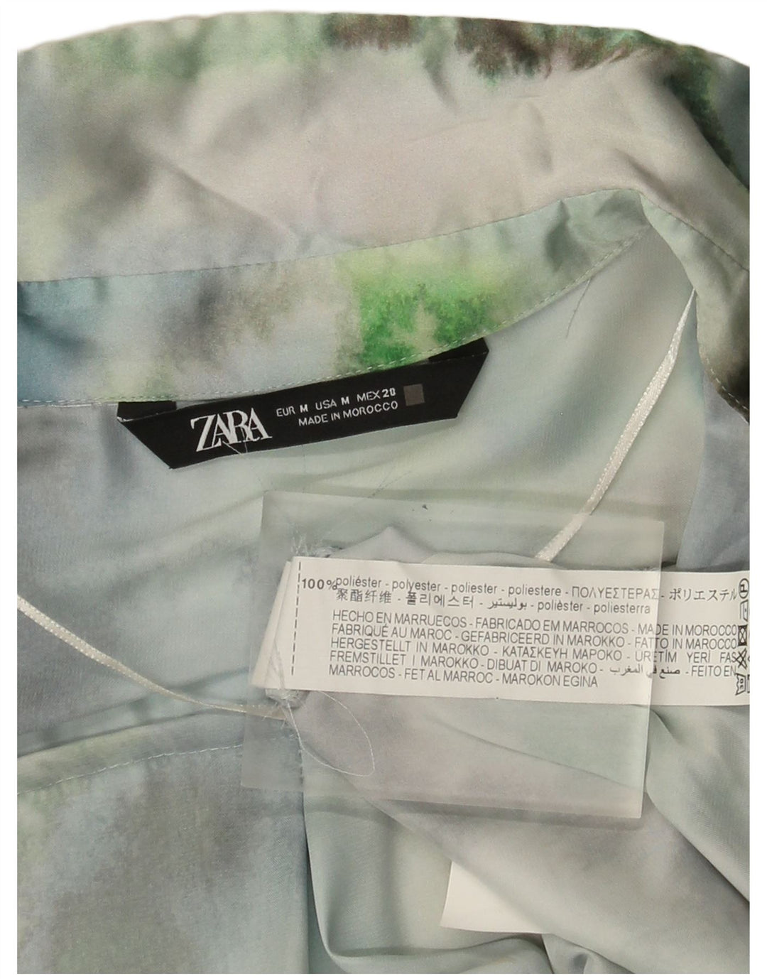 Zara Chemisier surdimensionné pour femme UK 44 en polyester tie-dye vert moyen