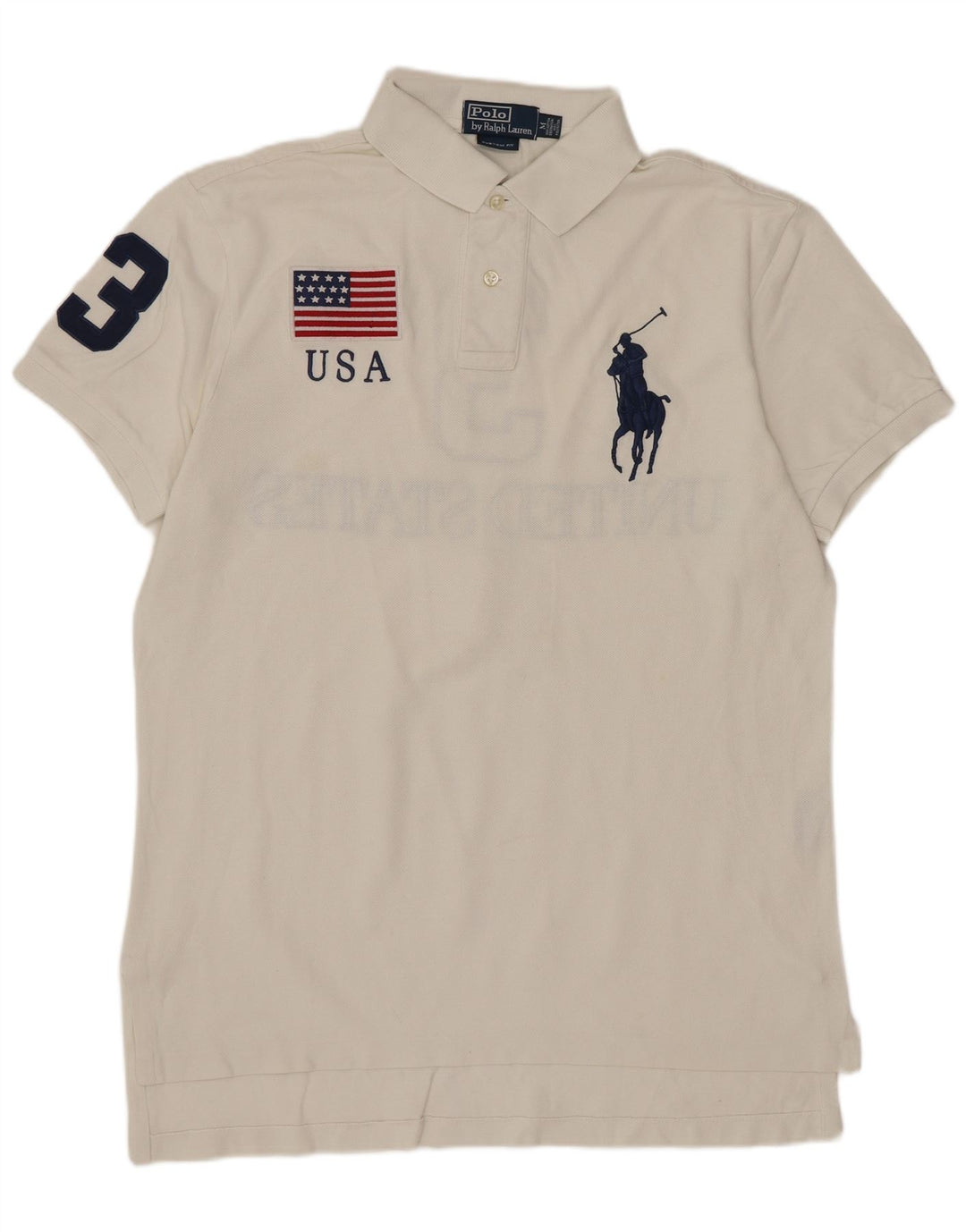 Polo Ralph Lauren Polo graphique ajusté sur mesure pour homme en coton blanc moyen