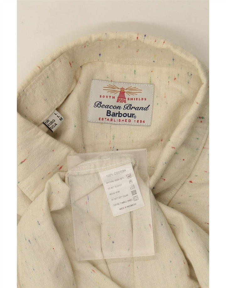 Barbour Chemise Homme Large Coton Moucheté Beige
