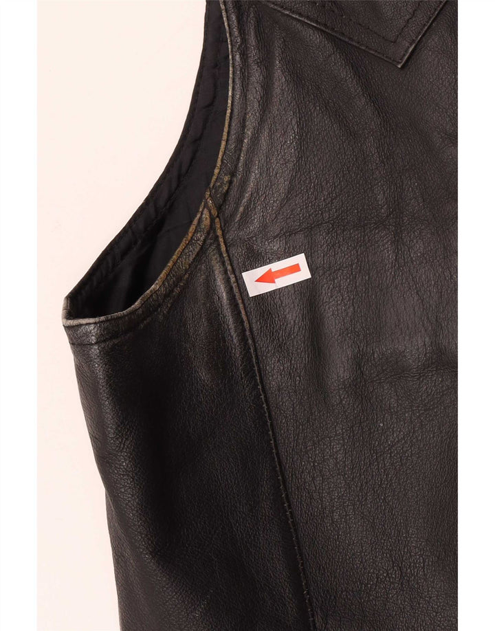 John F Gee Gilet en cuir pour homme Noir moyen