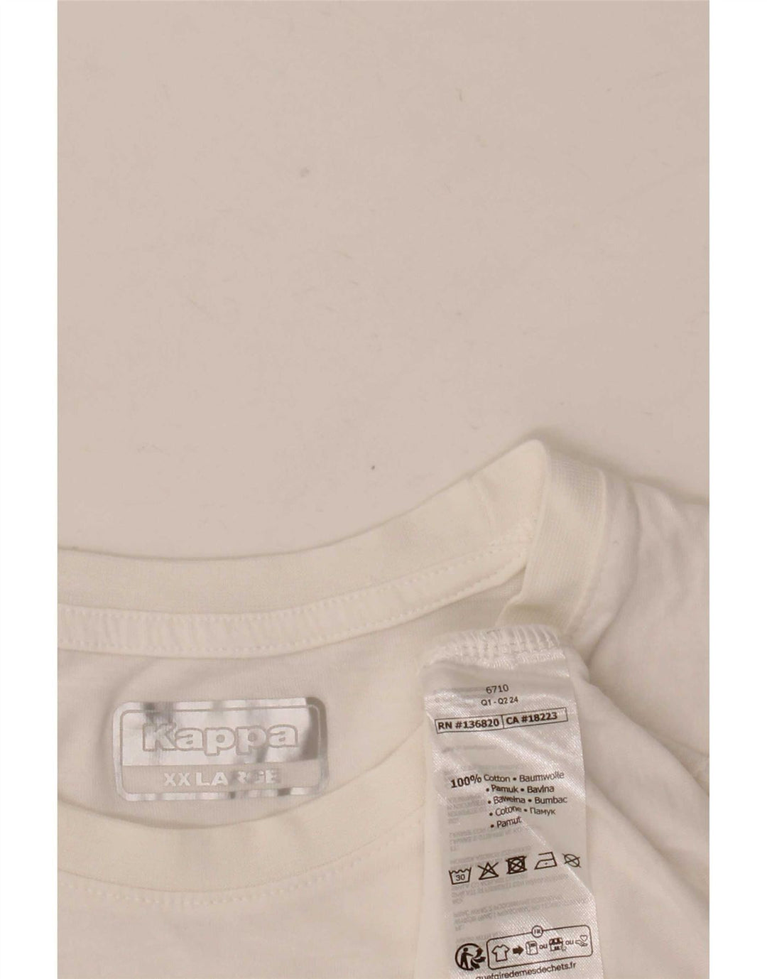 Kappa T-Shirt Graphique Homme Top 2XL Blanc Coton