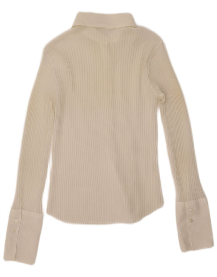 Benetton Chemise transparente surdimensionnée pour femme UK 6 XS Polyester blanc cassé