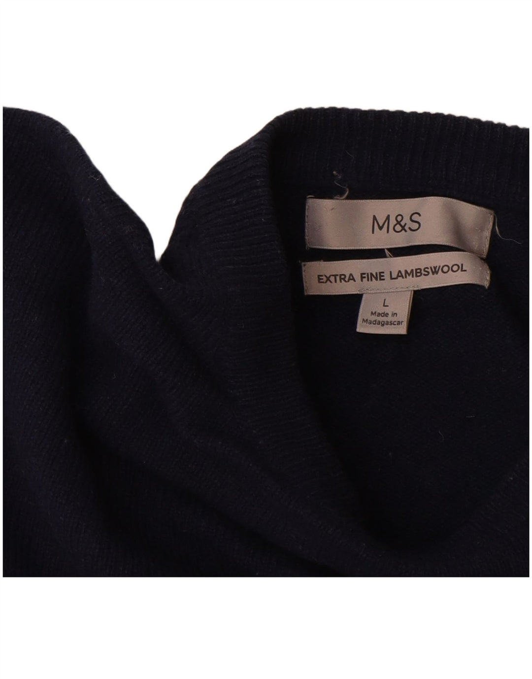 Marks & Spencer Pull col bateau pour homme en laine bleu marine Taille L