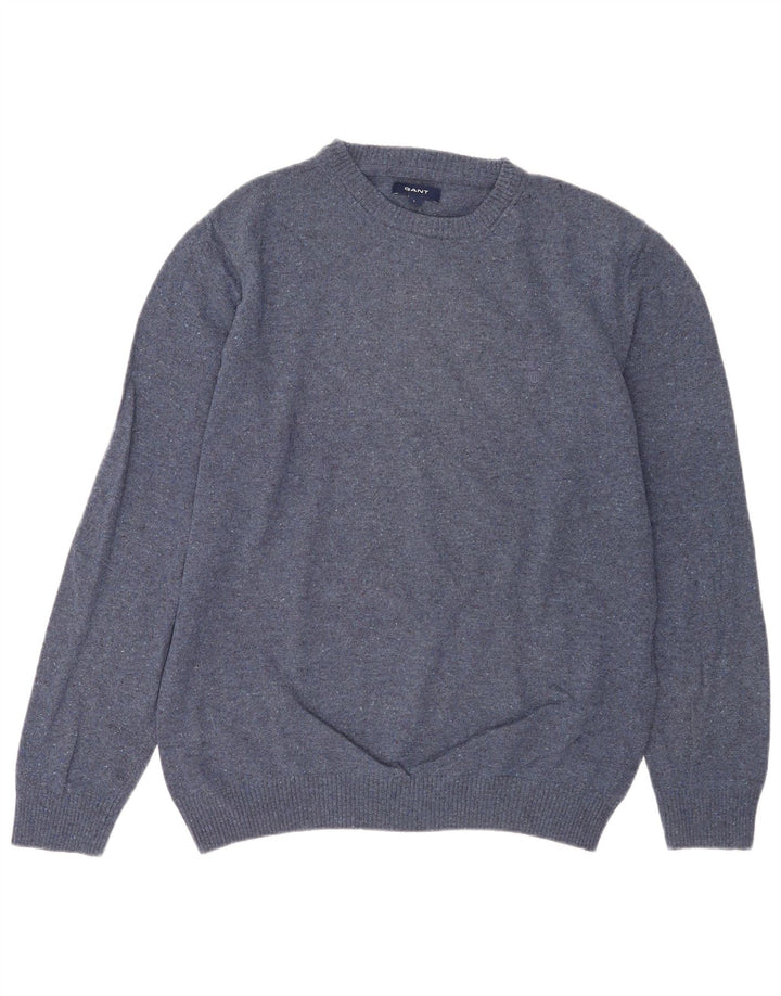 Gant Pull à col rond pour homme en laine mouchetée bleue