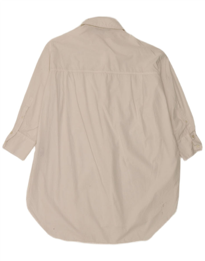 ZARA Robe chemise surdimensionnée pour femme UK 14 en coton blanc moyen