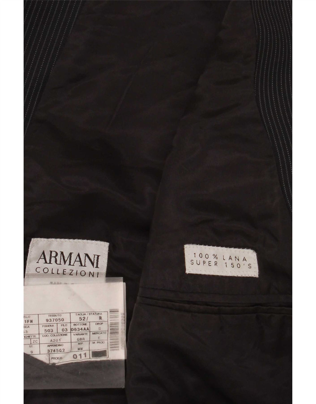 Armani Collezioni Veste Blazer 2 Boutons Homme IT 52 Grande Laine Rayée Grise