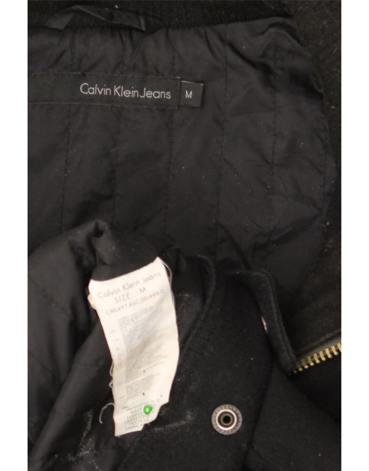 CALVIN KLEIN JEANS Veste bomber à capuche pour homme UK 38 Laine noire moyenne