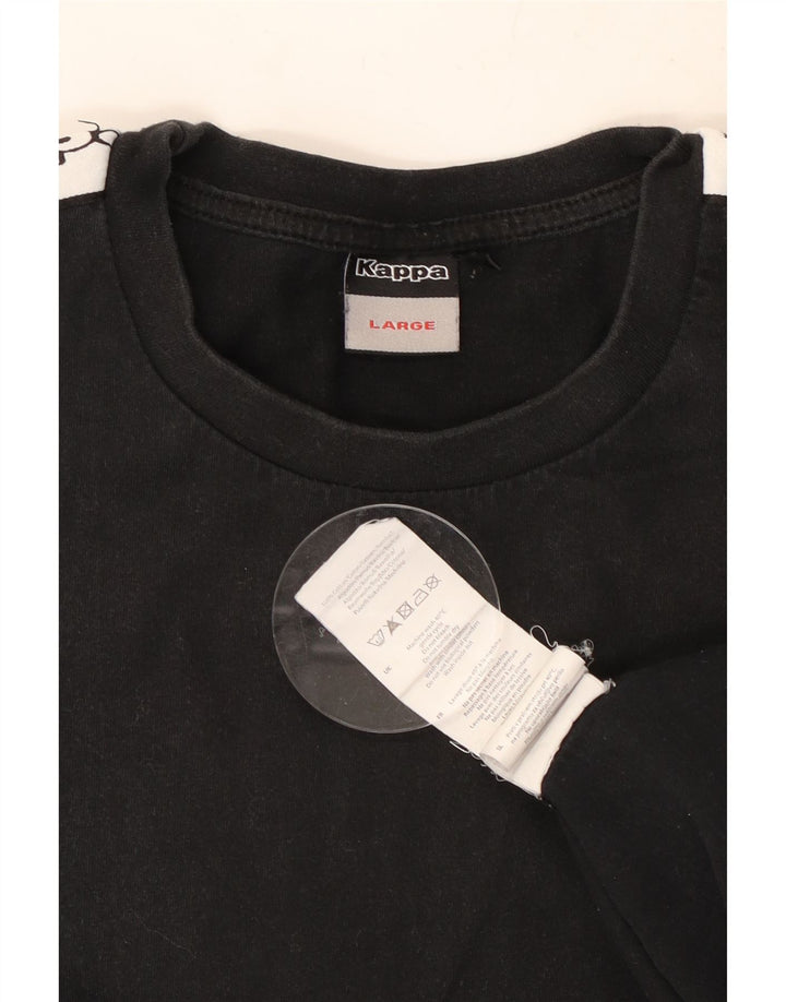 Kappa Mens Graphic T-Shirt Top Large Noir Coton