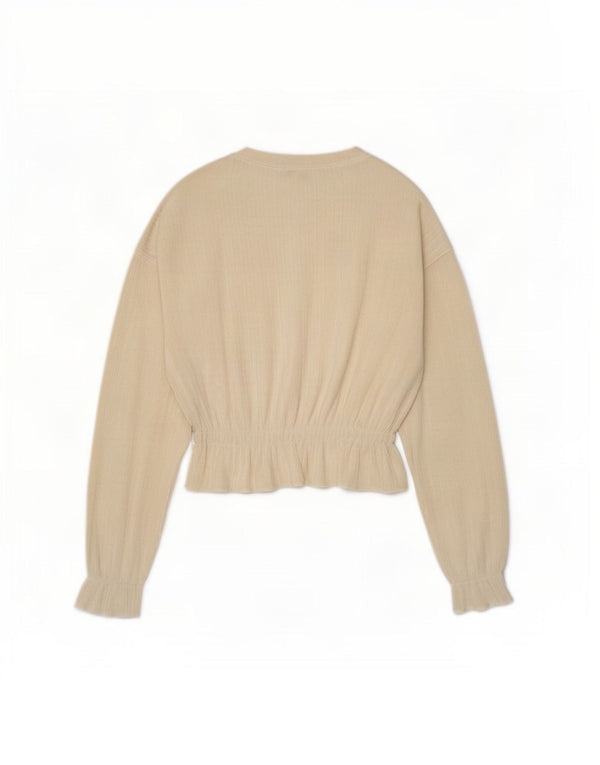 Zara Chemisier surdimensionné à manches longues en velours côtelé pour femme UK 10 Small Blanc cassé