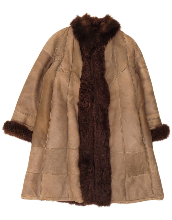 Christia Manteau ouvert en peau de mouton pour femme UK 14 Beige moyen