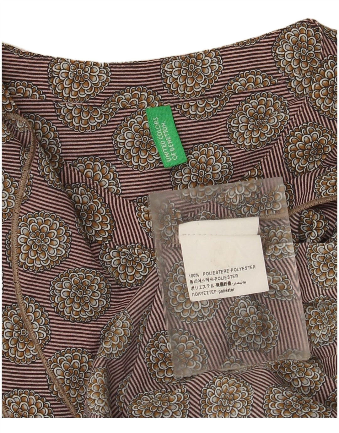 Benetton Chemisier à volants sur le devant pour femme UK 44 Gris moyen floral