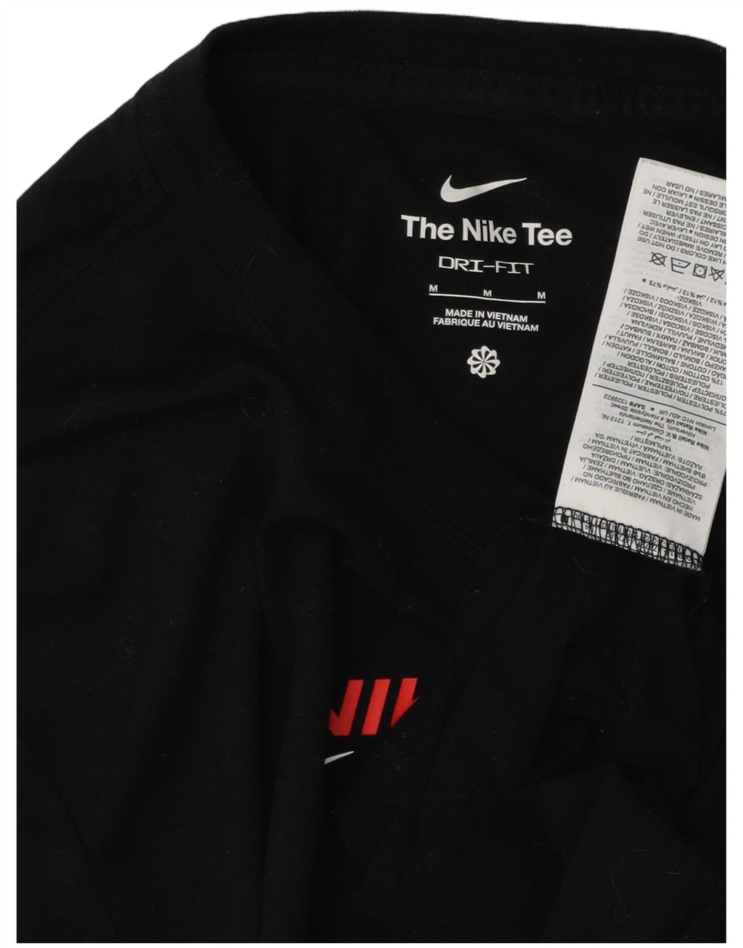 NIKE Hommes Dri Fit Graphic T-Shirt Top Noir Moyen Polyester