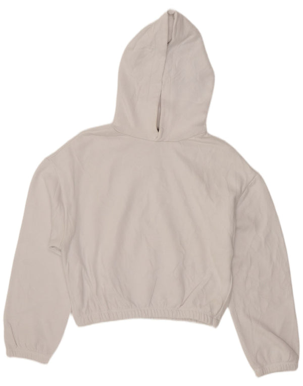 Zara Womens Crop Hoodie Jumper UK 14 Moyen Blanc Coton