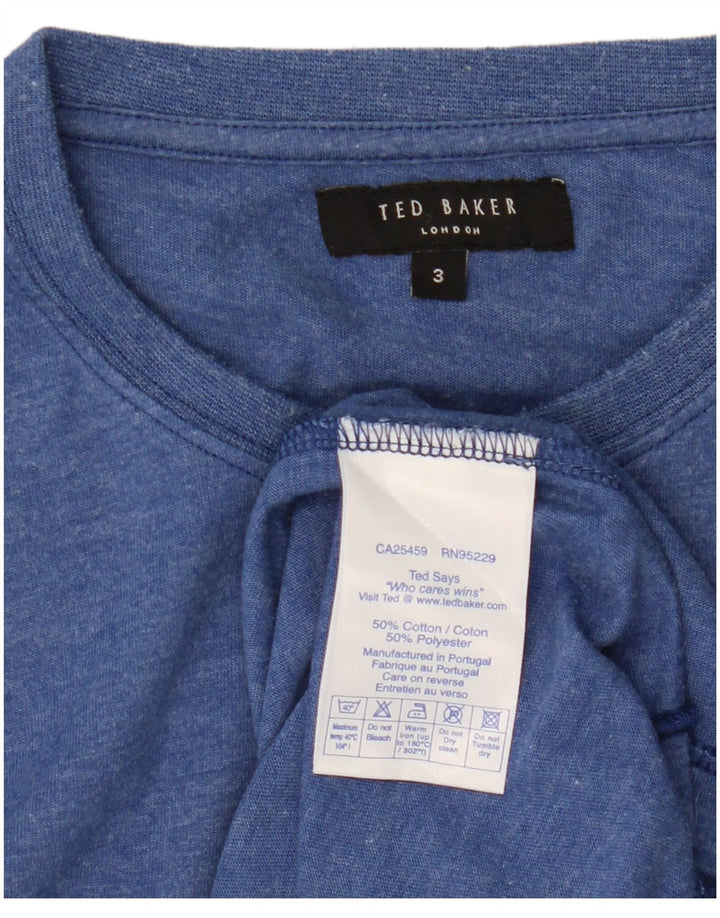 Ted Baker T-Shirt Homme Taille 3 Bleu Moyen Coton