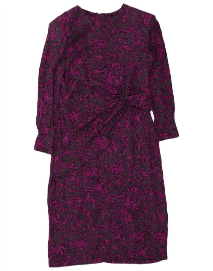 DONNA ENRICA Robe droite à manches longues pour femme UK 16 Grand motif cachemire violet