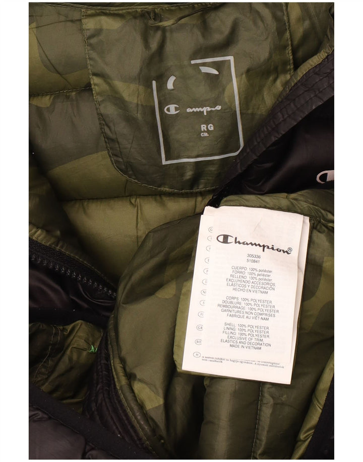 Champion Veste matelassée à capuche garçon 11-12 ans Noir Polyester