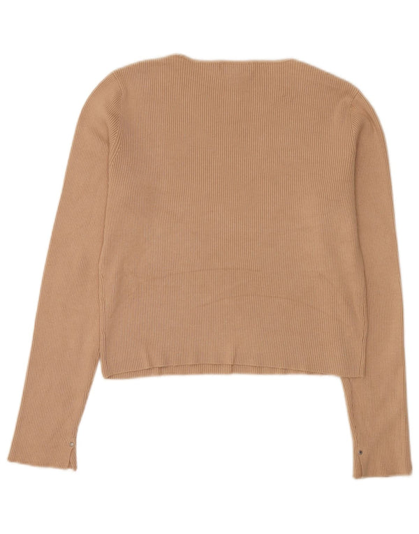 Calvin Klein Jeans Haut court à manches longues pour femme UK 14 Large Rayonne Marron