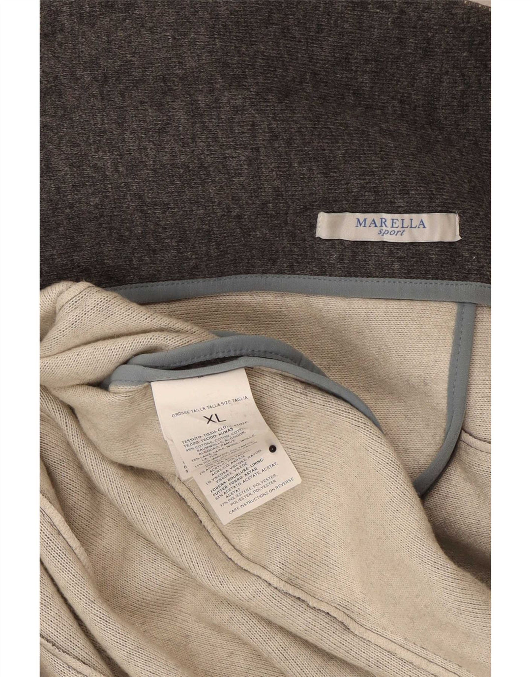 Marella Veste blazer en tricot double boutonnage pour femme UK 18 XL Laine grise