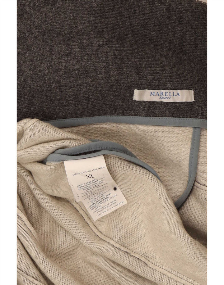 Marella Veste blazer en tricot double boutonnage pour femme UK 18 XL Laine grise