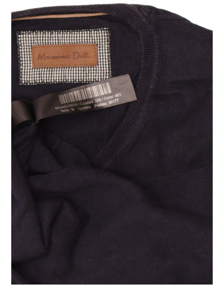 Massimo Dutti Pull col V Homme Bleu Marine Moyen Coton