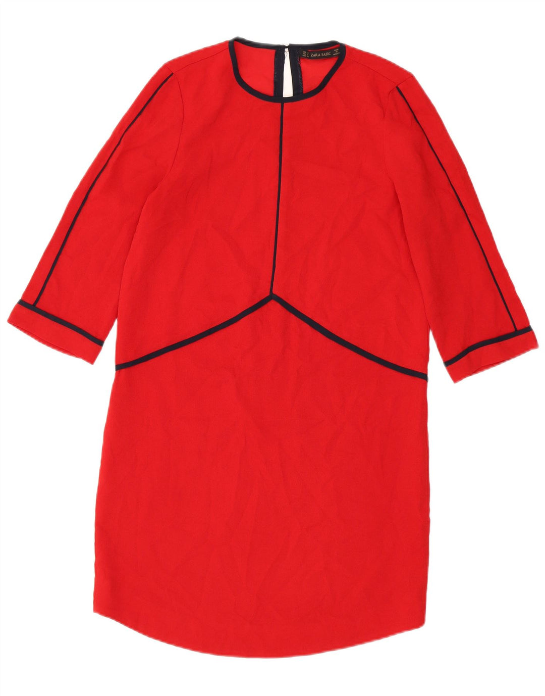 ZARA Robe droite à manches courtes pour femme UK 10 Petit Rouge