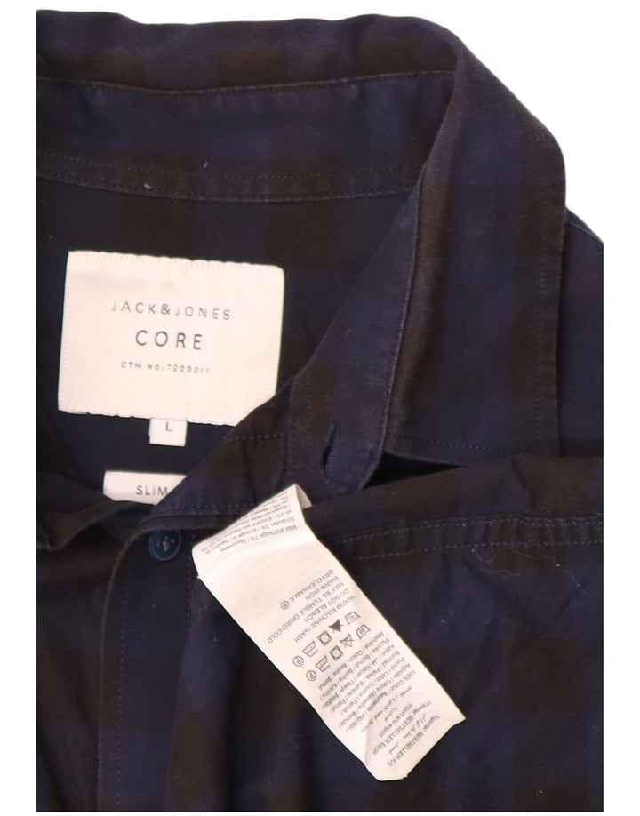 JACK & JONES Chemise Slim Fit Homme en Coton Vichy Noir Large