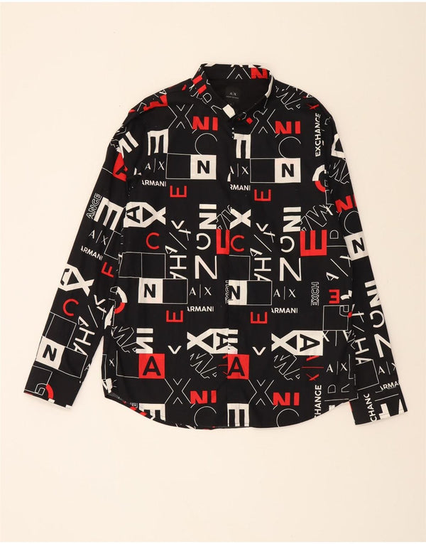 ARMANI EXCHANGE Chemise Graphique à Motif Abstrait Homme XL Noir Coton