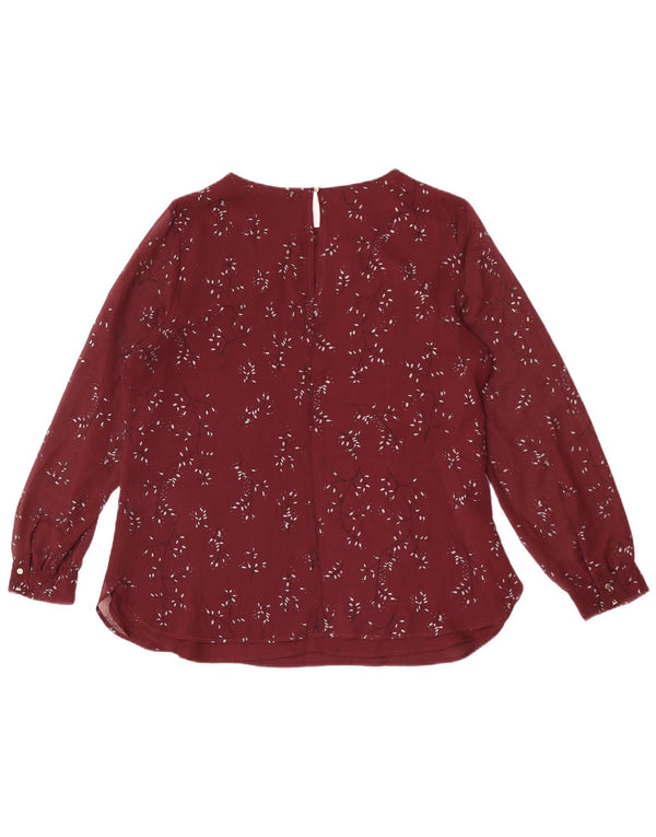Laura Ashley Chemisier Femme Top UK 16 Grand Bordeaux Floral Polyester