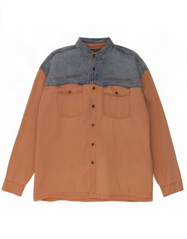 Jean Rive Chemise En Jean XL Bleu Colorblock Homme