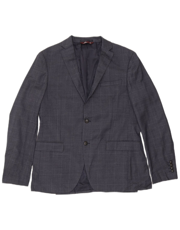 Marks & Spencer Veste blazer slim à 2 boutons pour homme UK 42 XL Bleu marine à carreaux